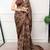 brown satin  printed  saree with geometric print