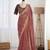 Peach organza embroidered saree with sequins work