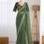 Green organza embroidered saree with sequins work