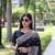 Black art silk woven saree with zari work