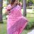 Pink art silk woven saree with zari work