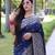 Teal art silk woven saree with zari work