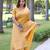 Yellow art silk woven saree with zari work