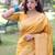 Yellow art silk woven saree with zari work