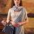 blue art silk printed saree with floral print