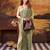 olive art silk printed saree with floral print