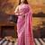 pink art silk printed saree with floral print