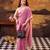 pink art silk printed saree with floral print