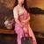pink art silk printed saree with floral print