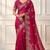 Rani pink silk blend embroidered saree with sequins work
