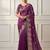 Wine silk blend embroidered saree with sequins work