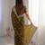 Mehendi silk blend embroidered saree with thread work