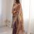 Mauve silk blend embroidered saree with thread work