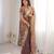 Mauve silk blend embroidered saree with thread work