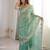 Sea green silk blend embroidered saree with thread work