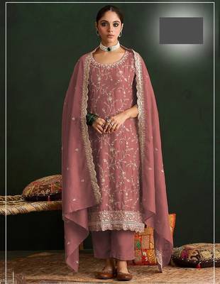 Rose vichitra silk blend salwar suit set with dupatta 1