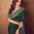 Green silk blend embroidered saree with sequins work