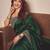 Green silk blend embroidered saree with sequins work