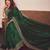 Green silk blend embroidered saree with sequins work