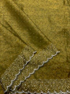 Mehendi satin woven saree with zari work 3