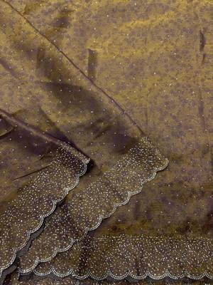 Mehendi satin woven saree with zari work 2