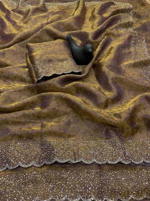 Mehendi satin woven saree with zari work 3