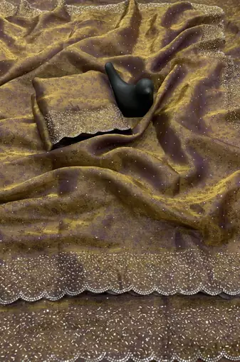 Mehendi satin woven saree with zari work