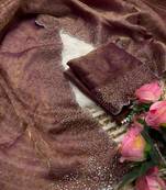 Mauve satin woven saree with zari work