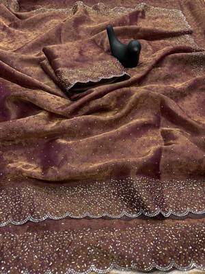 Mauve satin woven saree with zari work 4