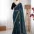Teal net embroidered saree with sequins work