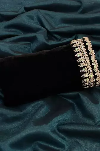 Teal net embroidered saree with sequins work