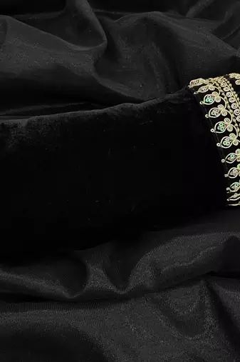 Black net embroidered saree with sequins work