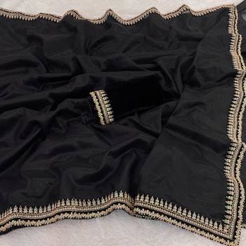 Black net embroidered saree with sequins work 3