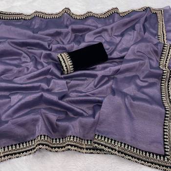 Lavender net embroidered saree with sequins work 2