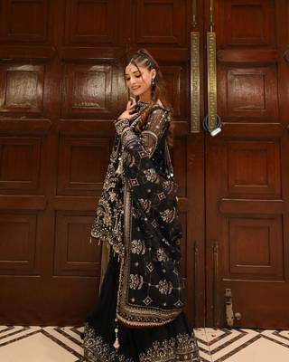 Black Color  Embroidery Sequence Work Faux Georgette Salwar Suit 2