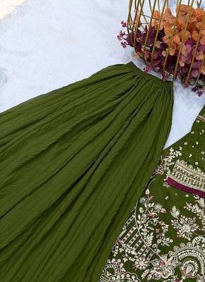 Green Color  Embroidery Sequence Work Faux Georgette Salwar Suit 4