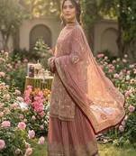 Light Pink Color  Embroidery Sequence Work Faux Georgette Salwar Suit