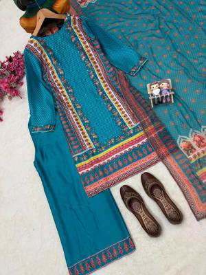 emerald color digital print malai satin kurti palazzo set 4