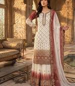 White And red Color Embroidery Sequence Work Georgette Salwar Suit