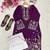 purple color thread embroidery work cotton kurti set