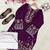 purple color thread embroidery work cotton kurti set