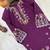 purple color thread embroidery work cotton kurti set