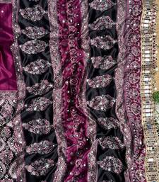 Wine Ajarak Print And Real Mirror Work Silk Blend Saree