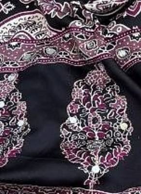 Wine Ajarak Print And Real Mirror Work Silk Blend Saree 2