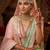 Pink pista color 2-layer necklace set with earrings, maang tikka, pasha, damani, nath & panja | agate stone