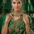 Green 2-layer bridal jewelry set with earrings, maang tikka, pasha, nath & panja | gold plated