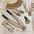 Green 2-layer bridal jewelry set with earrings, maang tikka, pasha, nath & panja | gold plated