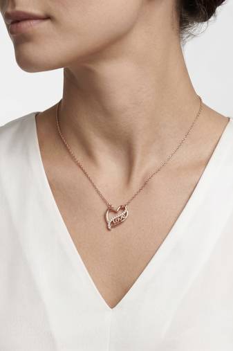 925 Sterling Silver Rose Gold CZ Heart Love Pendant Necklace Set  for Women