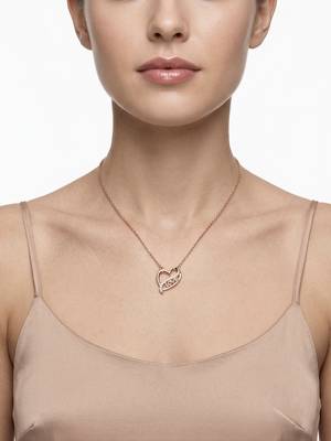 925 Sterling Silver Rose Gold CZ Heart Love Pendant Necklace Set  for Women 3