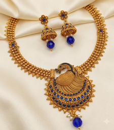 Blue kemp peacock necklace set